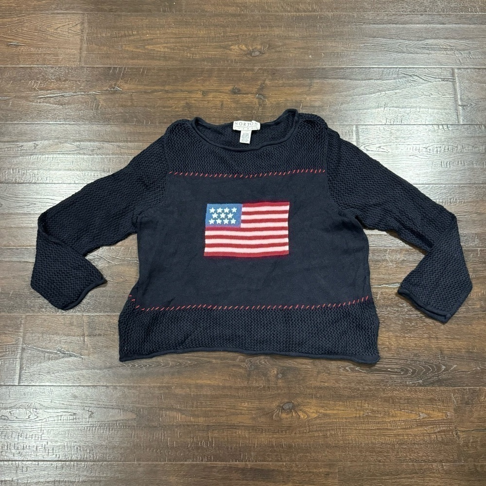 Norton Studio Vintage Cropped American Knit Sweater Size XL Women